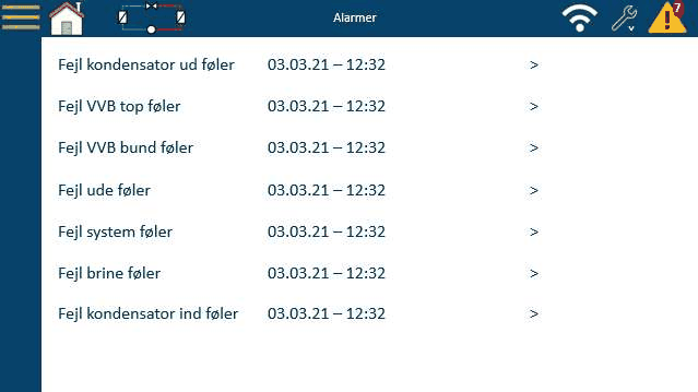 Oversigt over alarmer